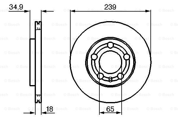 Do koszyka 0986479036 Bosch Tarcza hamulcowa przednia