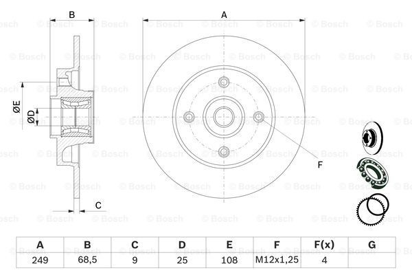 Do koszyka 0986479279 Bosch Tarcza hamulcowa tylna