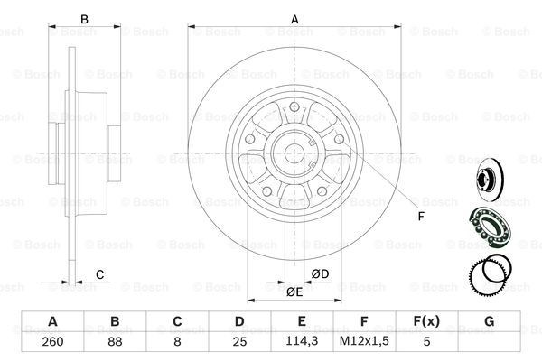 Do koszyka 0986479575 Bosch Tarcza hamulcowa tylna