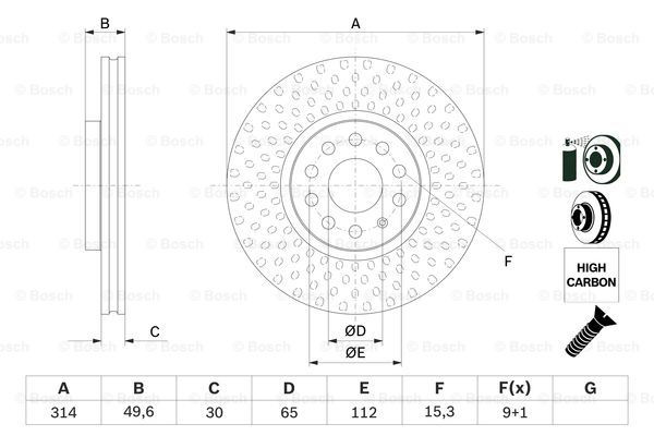 Do koszyka 0986479735 Bosch Tarcza hamulcowa przednia