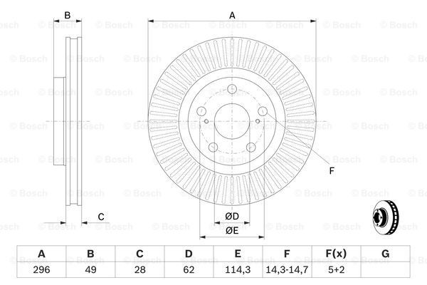 Do koszyka 0986479768 Bosch Tarcza hamulcowa przednia