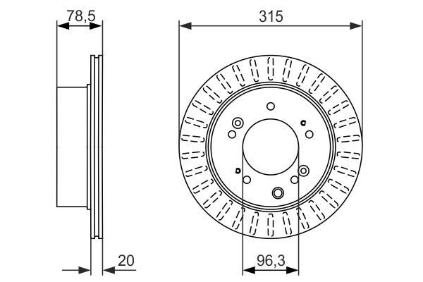 Do koszyka 0986479793 Bosch Tarcza hamulcowa tylna
