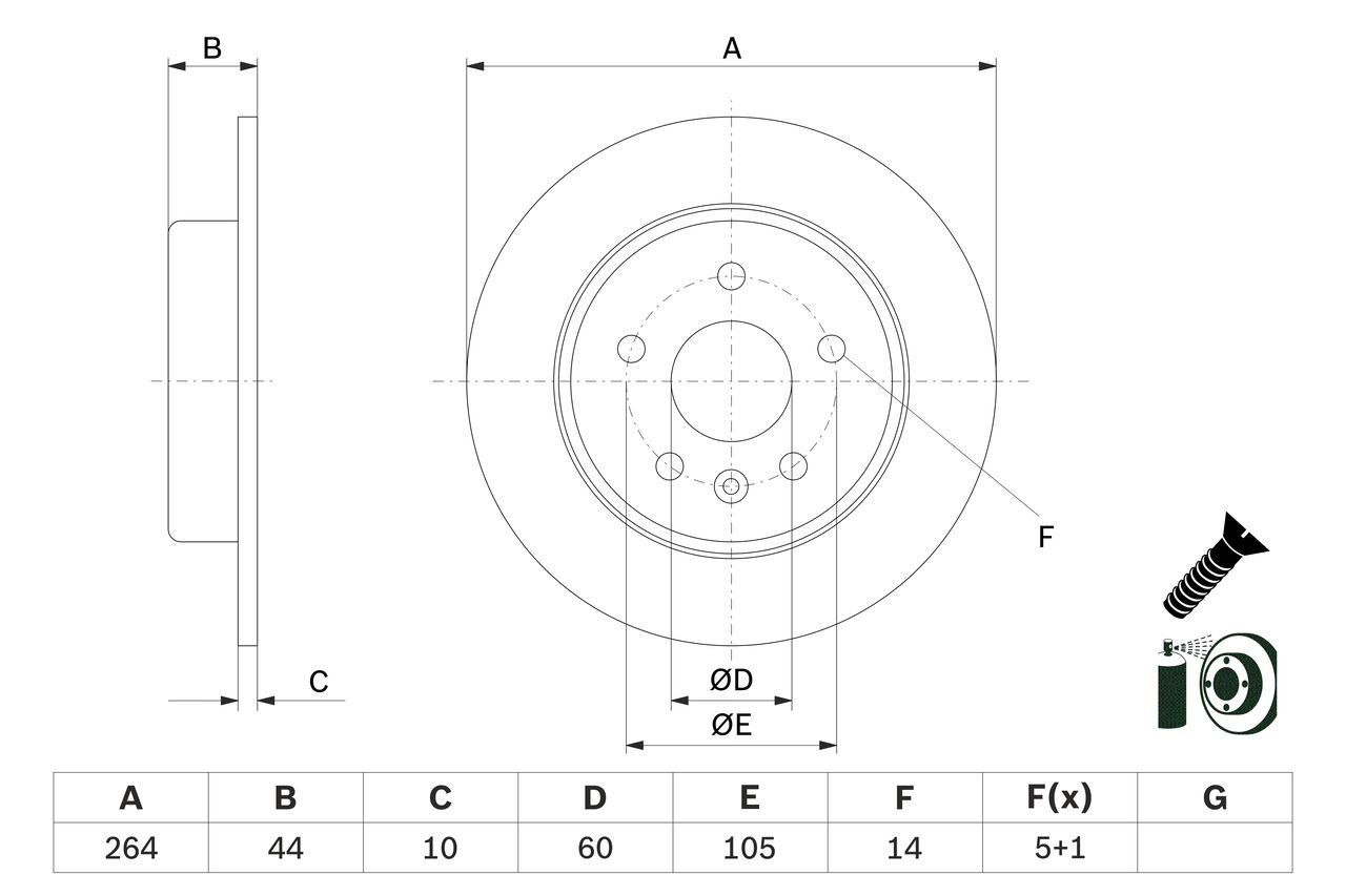 Do koszyka 0986479D89 Bosch Tarcza hamulcowa tylna
