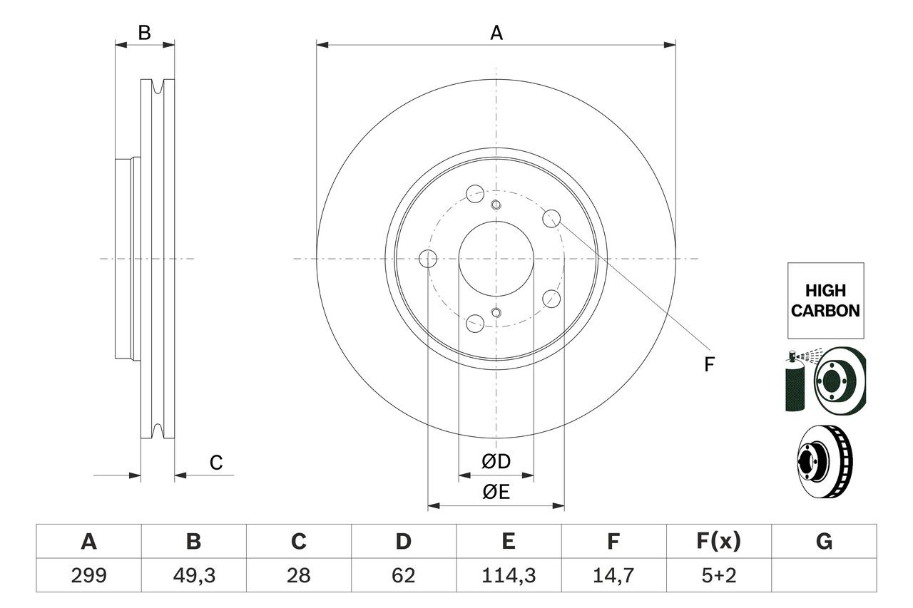 Do koszyka 0986479F49 Bosch Tarcza hamulcowa przednia