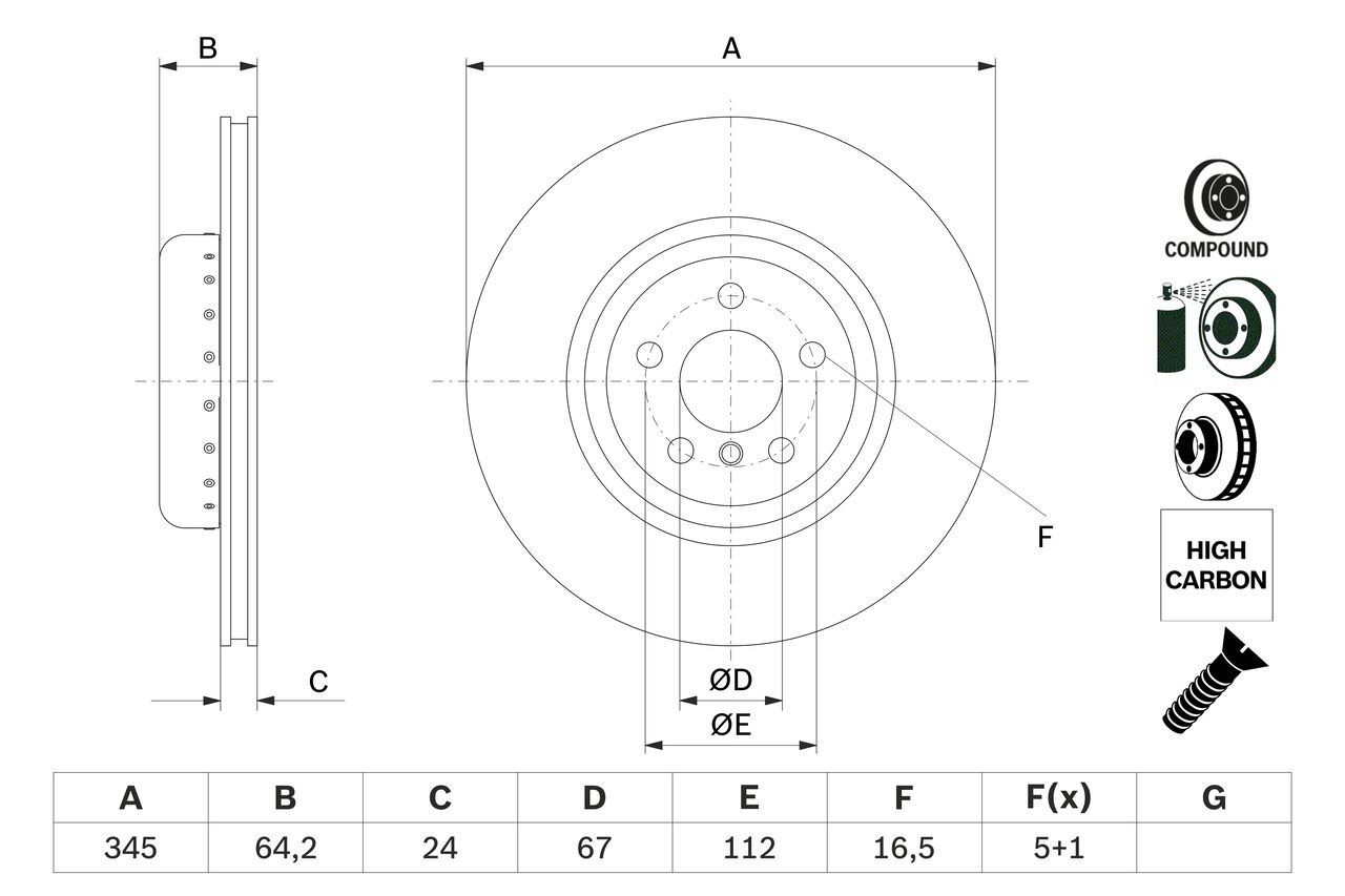 0986479F61 Bosch Tarcza hamulcowa tylna