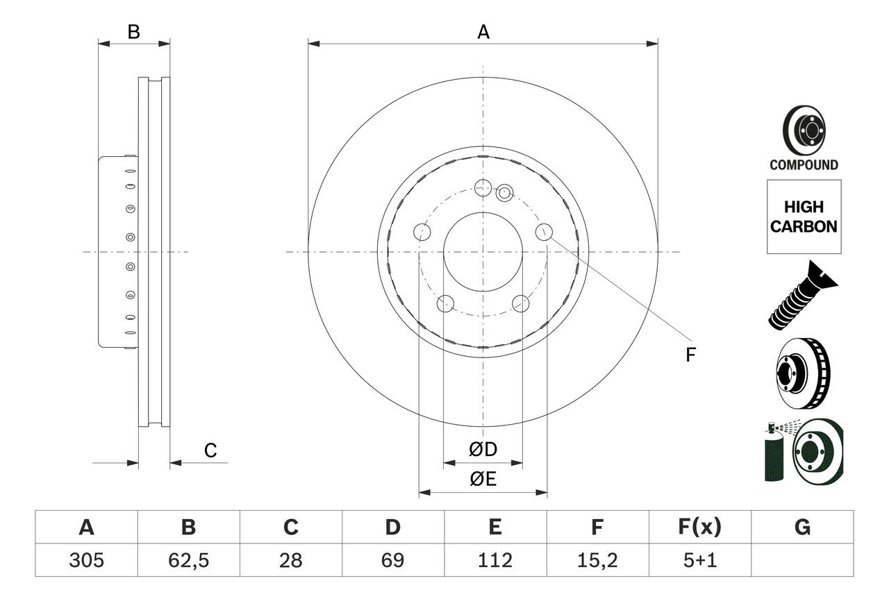 Do koszyka 0986479H46 Bosch Tarcza hamulcowa przednia
