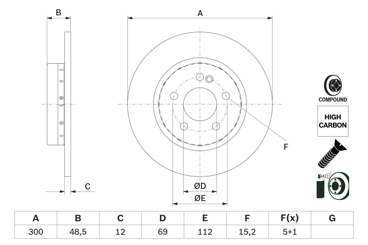 Do koszyka 0986479H49 Bosch Tarcza hamulcowa tylna