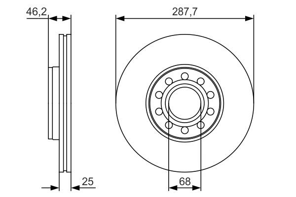 Do koszyka 0986479S19 Bosch Tarcza hamulcowa przednia