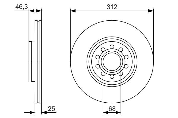 Do koszyka 0986479S23 Bosch Tarcza hamulcowa przednia