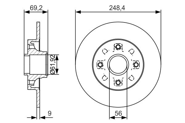 Do koszyka 0986479S43 Bosch Tarcza hamulcowa tylna