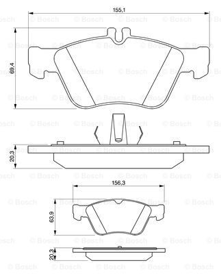 Do koszyka 0986494001 Bosch Klocki hamulcowe przednie tarczowe