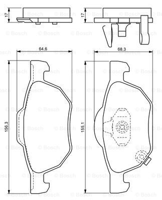 Do koszyka 0986494135 Bosch Klocki hamulcowe przednie tarczowe