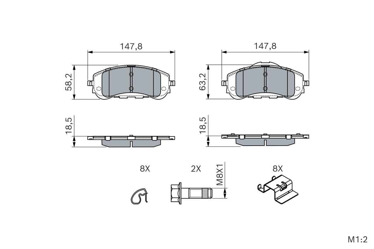 Do koszyka 0986494714 Bosch Klocki hamulcowe przednie tarczowe