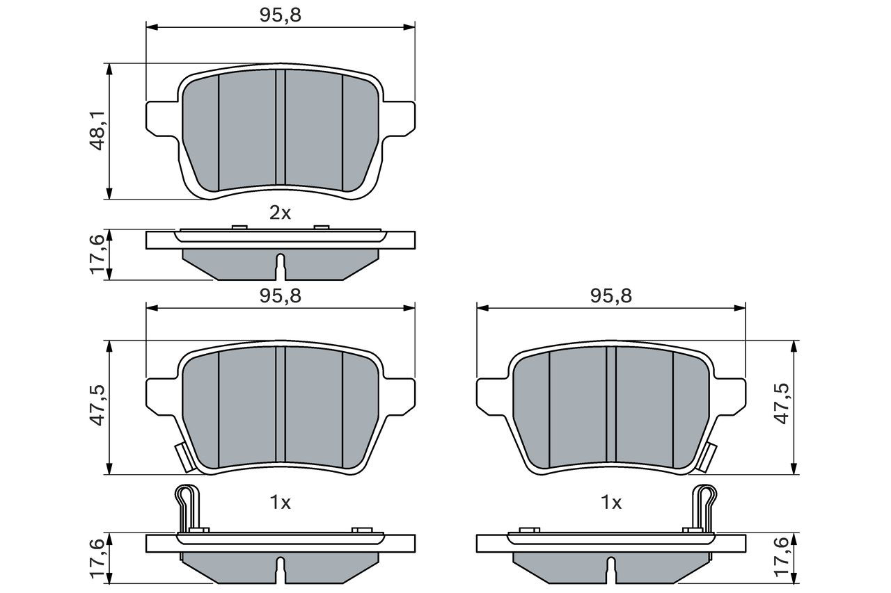0986494802 Bosch Okładziny (klocki) do hamulców tarczowych tylne