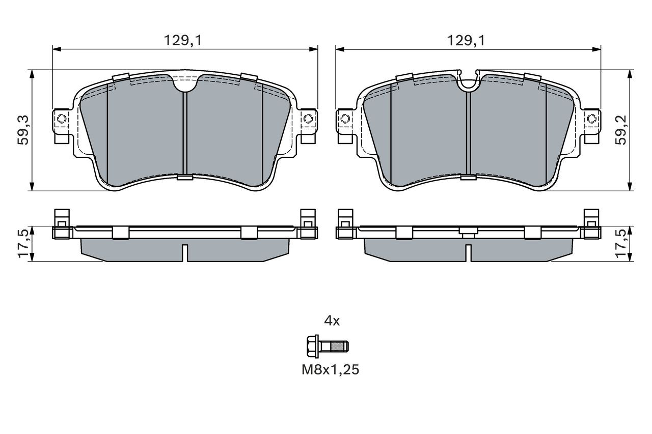 0986494833 Bosch Okładziny (klocki) do hamulców tarczowych tylne