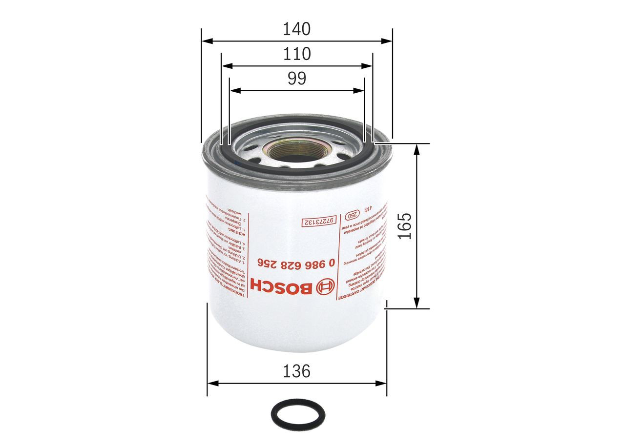 Do koszyka 0986628256 Bosch Filtr osuszacza powietrza (separatora oleju/wilgoci) (TRUCK)