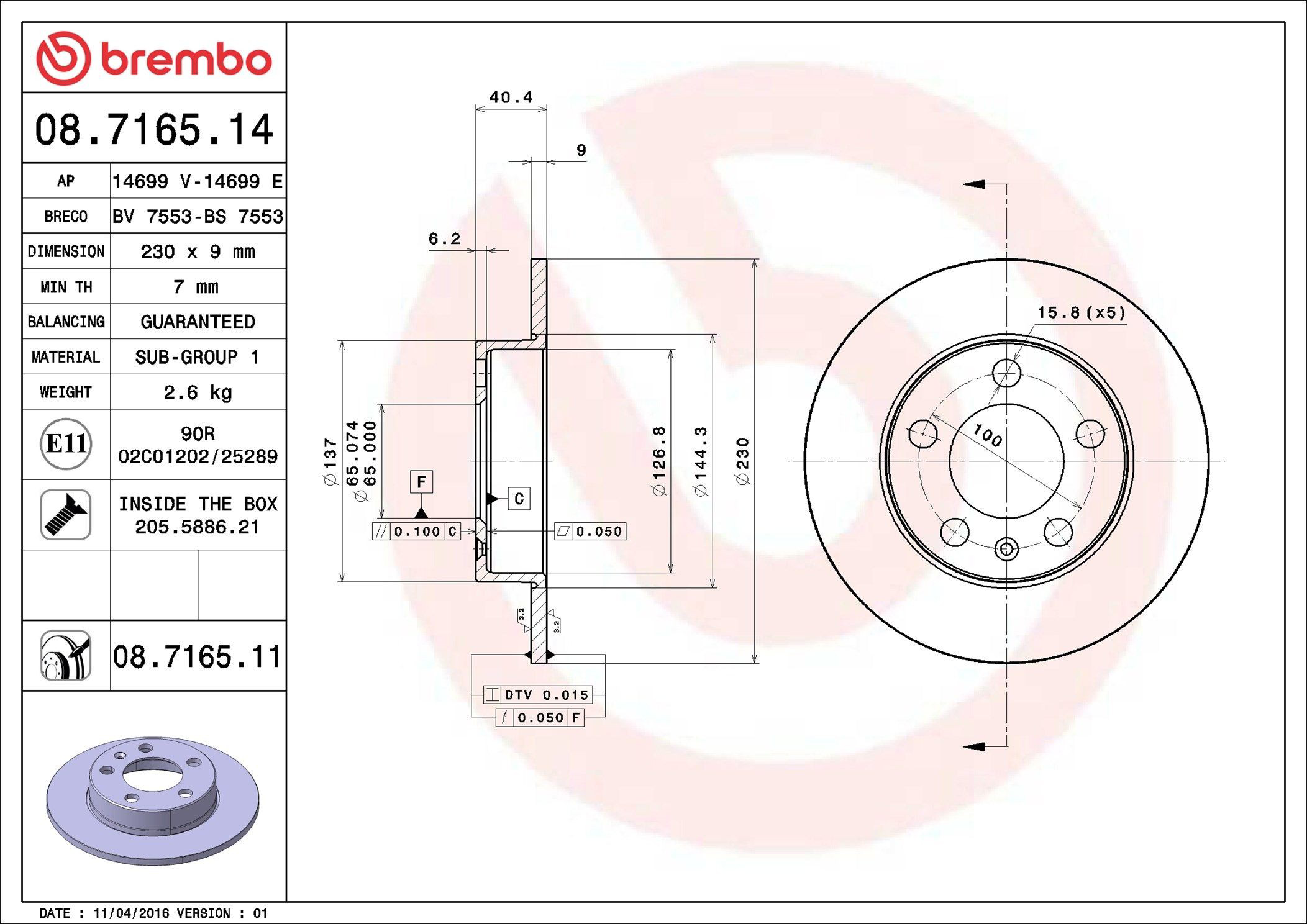 Tarcza hamulcowa tylna Brembo 08716511 cena, od 25,86 USD