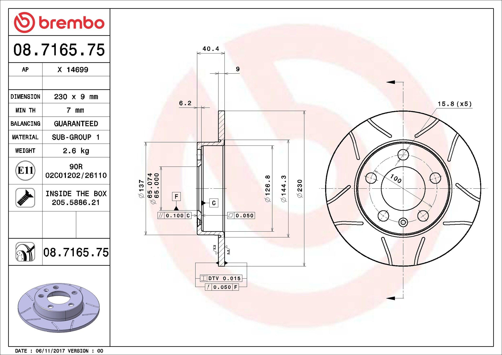 Tarcza hamulcowa tylna 08716575 Brembo