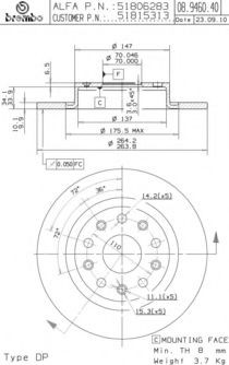 Do koszyka 08946041 Brembo Tarcza hamulcowa tylna