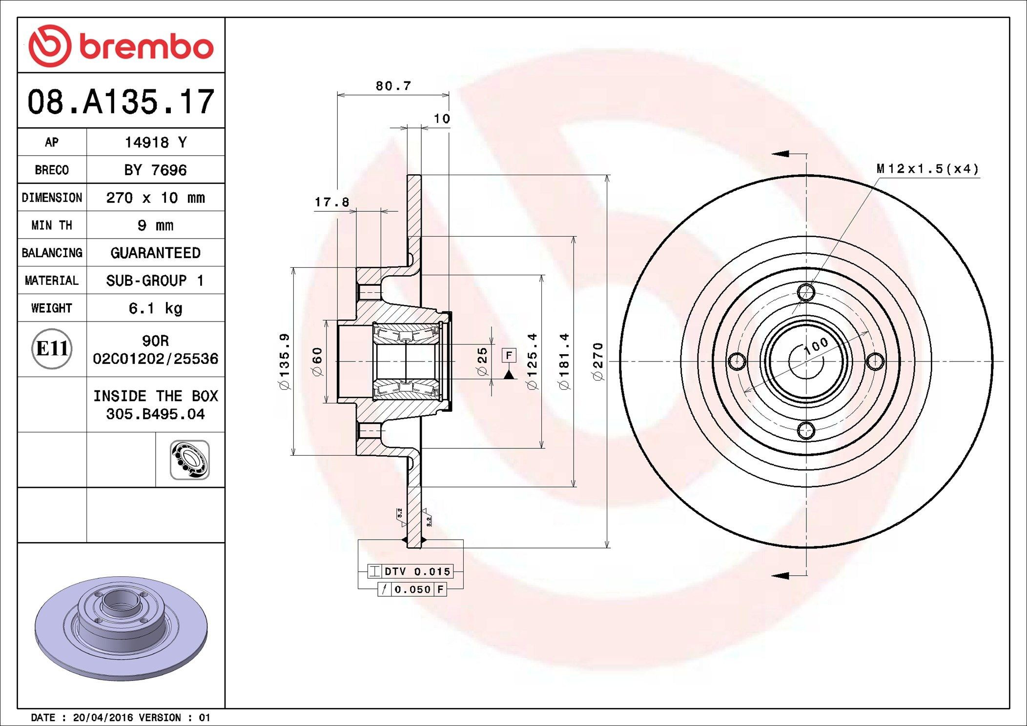 Tarcza hamulcowa tylna Brembo 08A13517