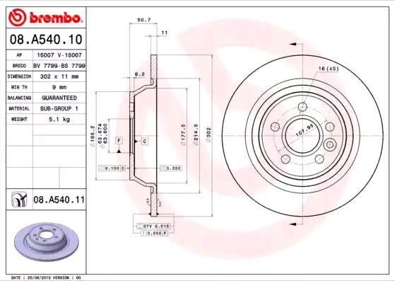 Do koszyka 08A54010 Brembo Tarcza hamulcowa tylna