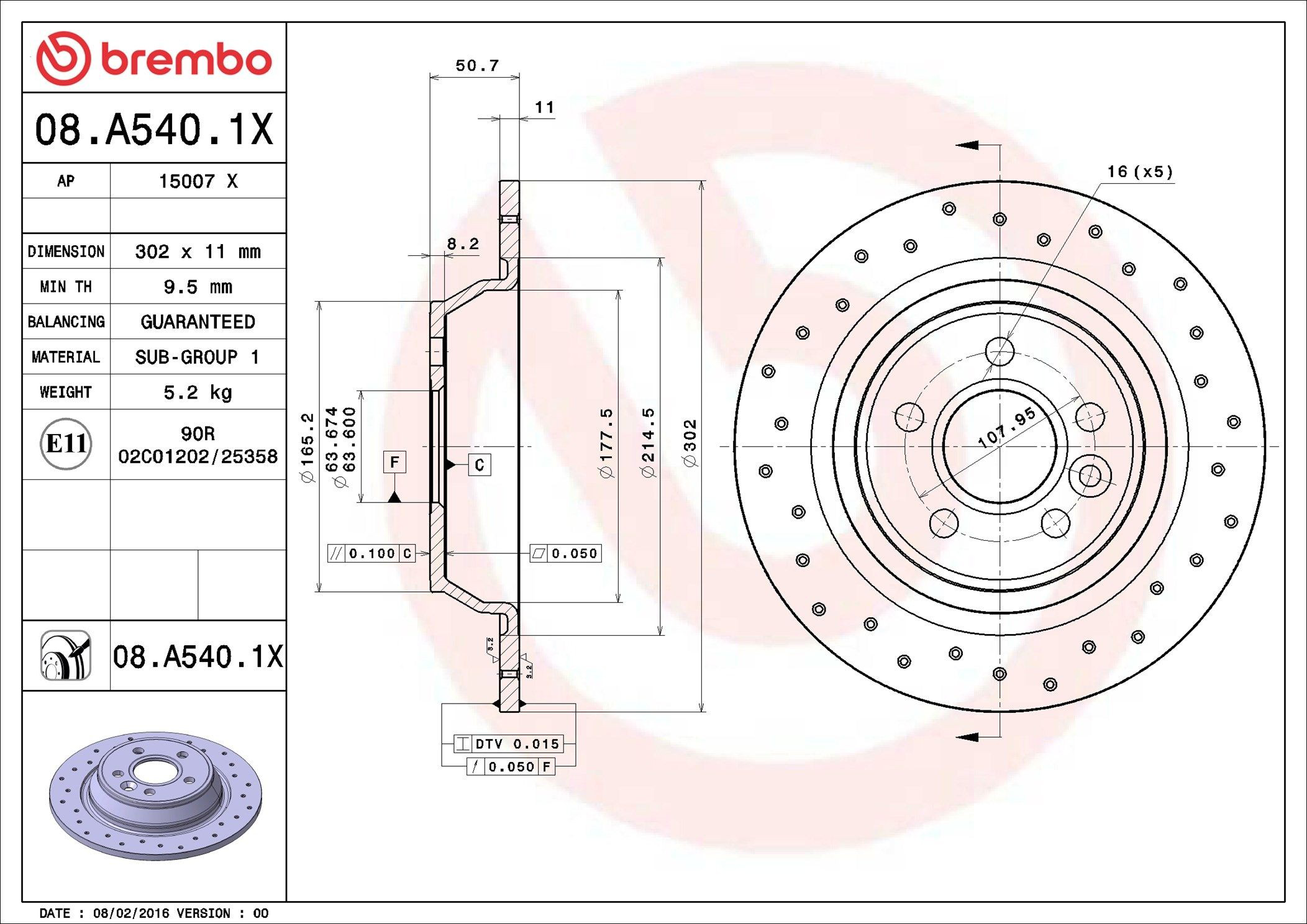 Tarcza hamulcowa tylna Brembo 08A5401X cena, od 43,14 USD