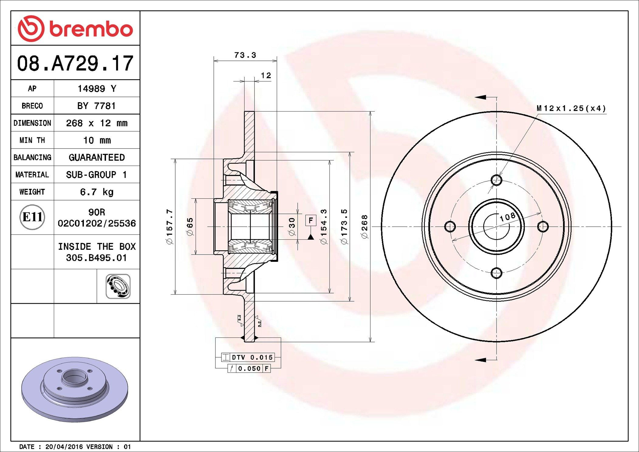 Tarcza hamulcowa tylna Brembo 08A72917 cena, od 57,24 USD