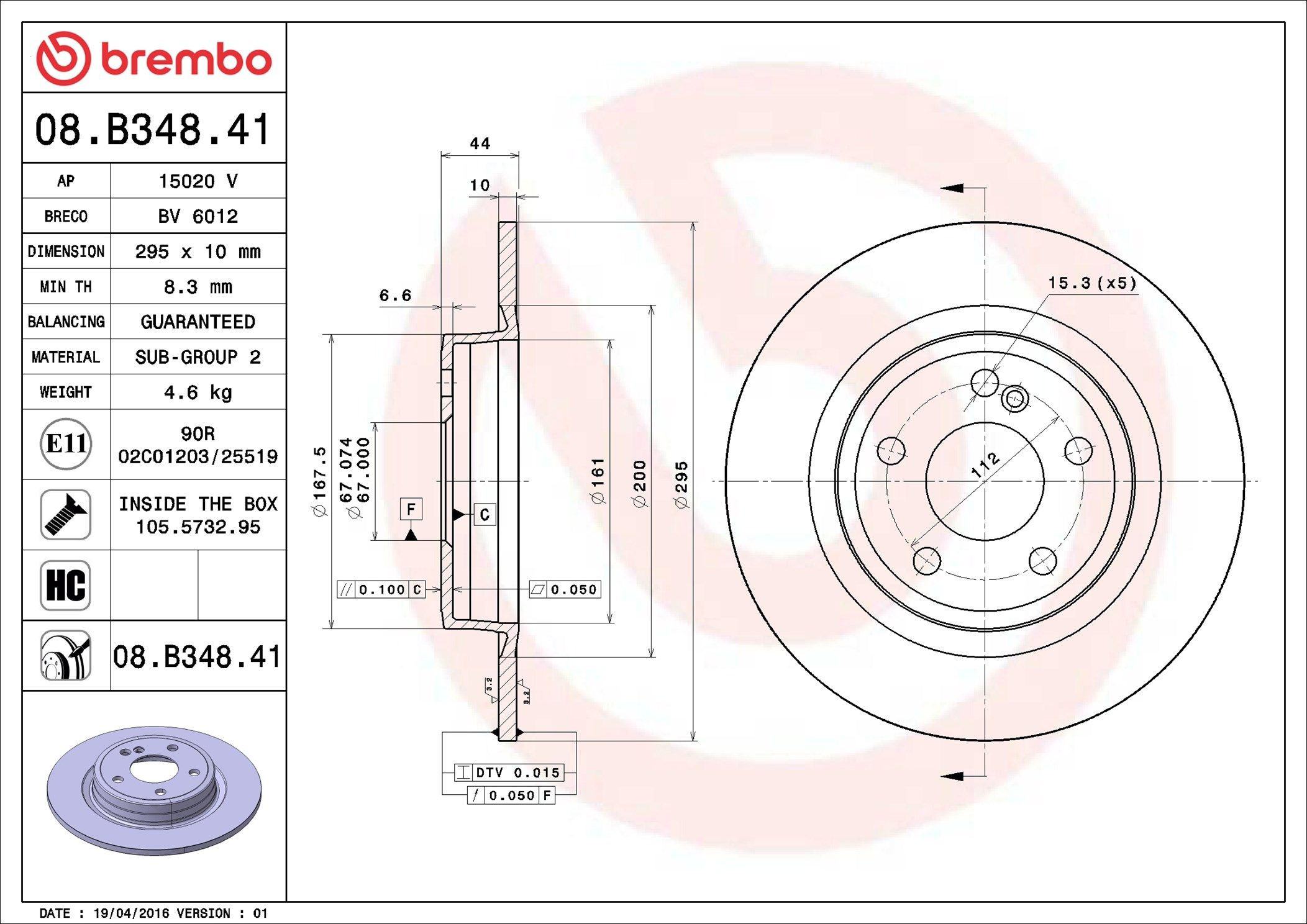 Tarcza hamulcowa tylna Brembo 08B34841 cena, od 50,16 USD