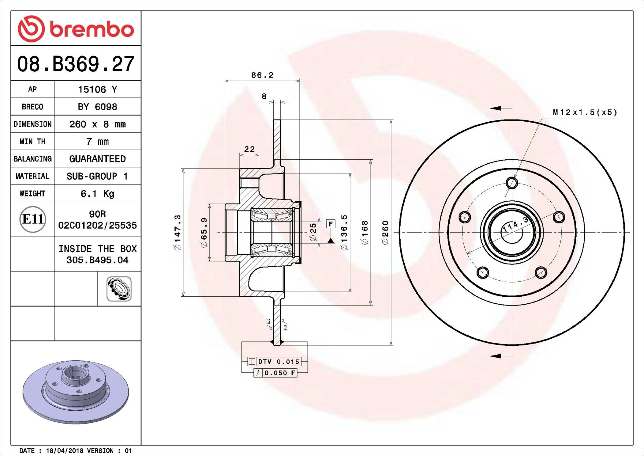 Tarcza hamulcowa tylna Brembo 08B36927 cena, od 59,46 USD