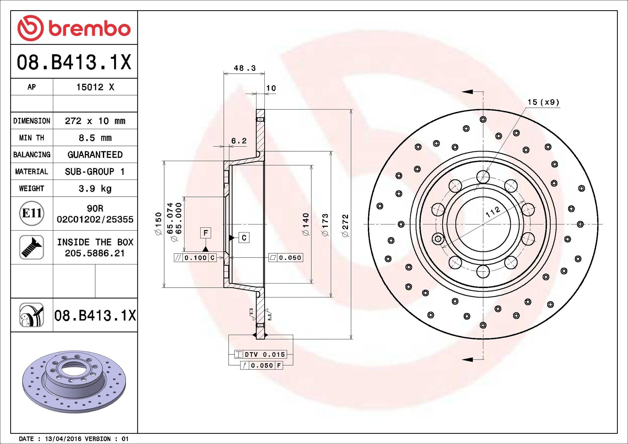 Tarcza hamulcowa tylna Brembo 08B4131X cena, od 36,88 USD
