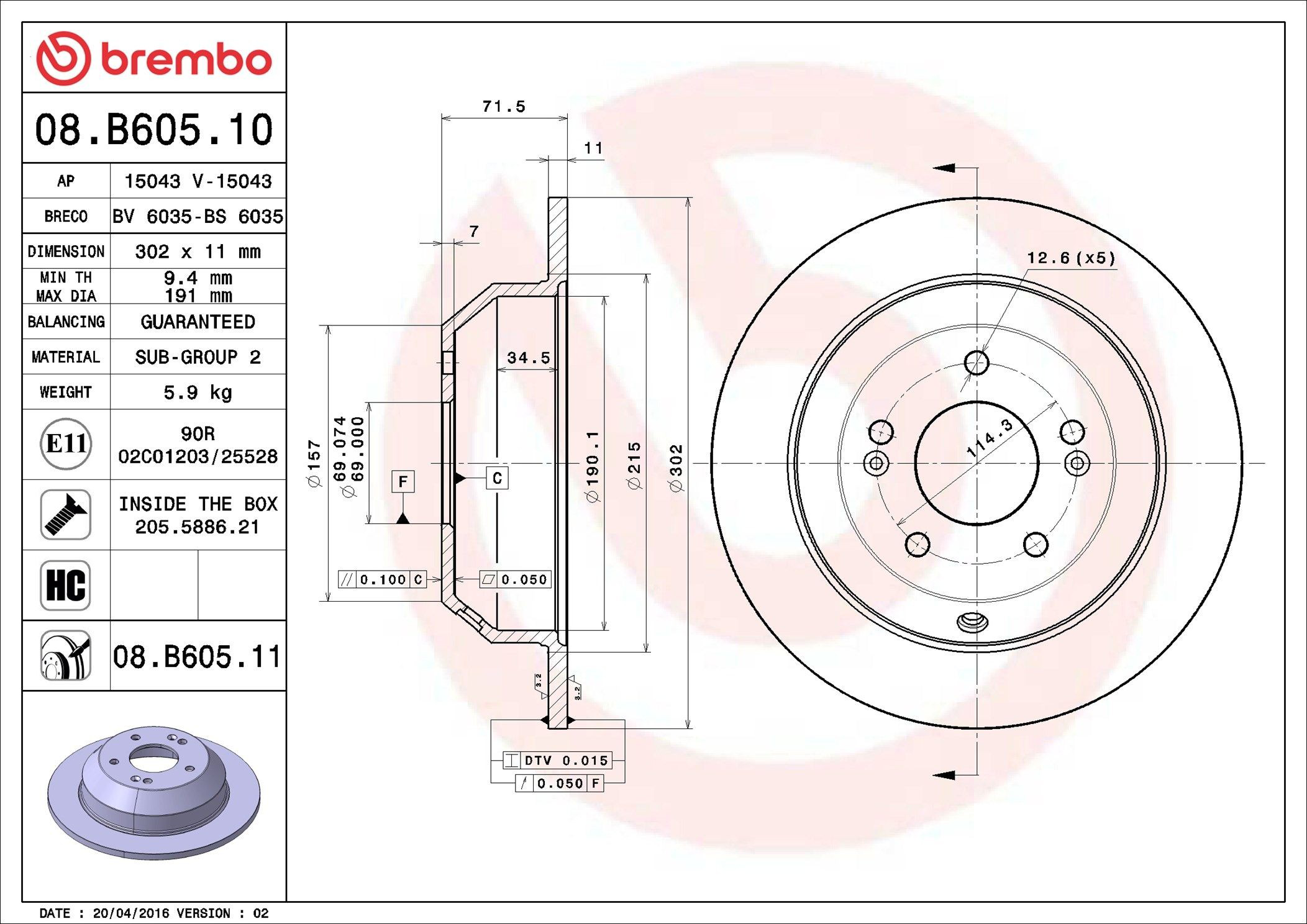 Tarcza hamulcowa tylna Brembo 08B60510 cena, od 49,12 USD