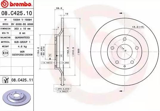 Tarcza hamulcowa tylna Brembo 08C42511