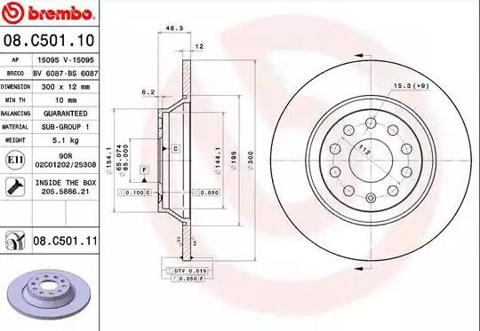 Tarcza hamulcowa tylna 08C50111 Brembo