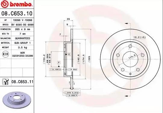 Tarcza hamulcowa tylna 08C65311 Brembo