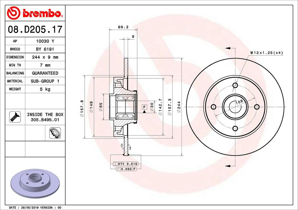 Tarcza hamulcowa tylna 08D20517 Brembo