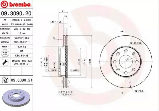 09309021 Brembo Tarcza hamulcowa przednia