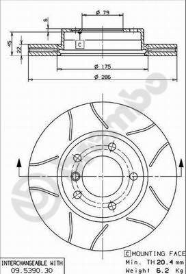 Tarcza hamulcowa przednia Brembo 09539077 cena, od 42,26 USD