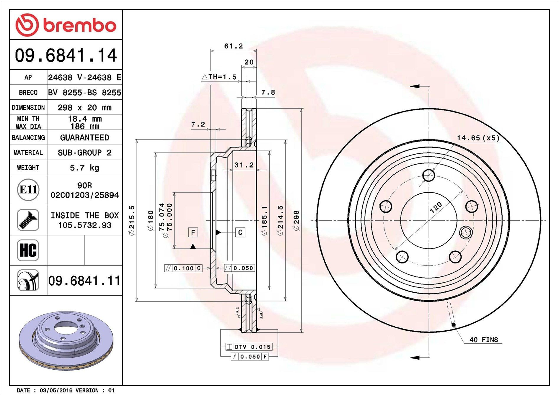 Tarcza hamulcowa tylna Brembo 09684111 cena, od 45,09 USD