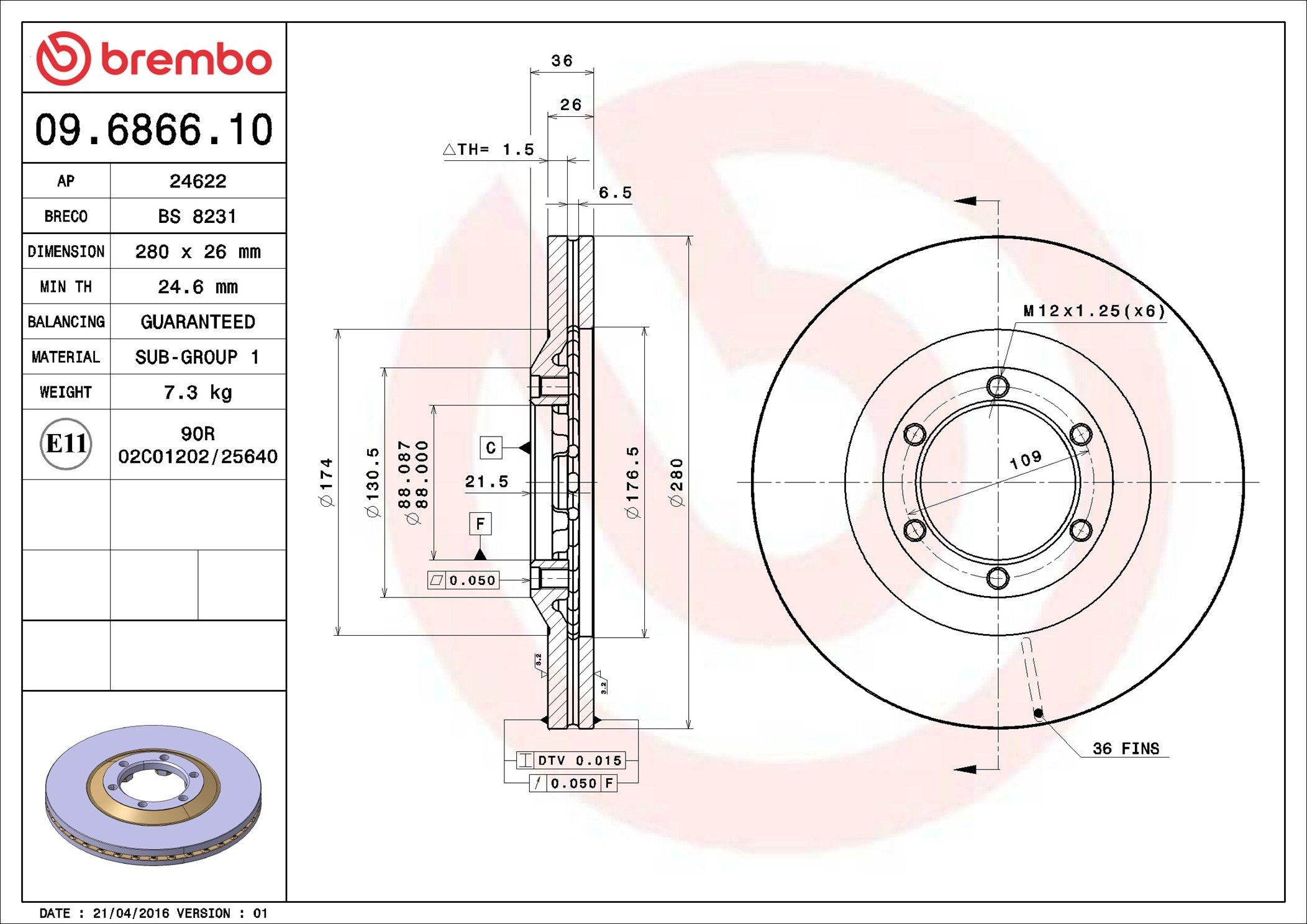 Do koszyka 8970340353 Hyundai/Kia Tarcza hamulcowa przednia