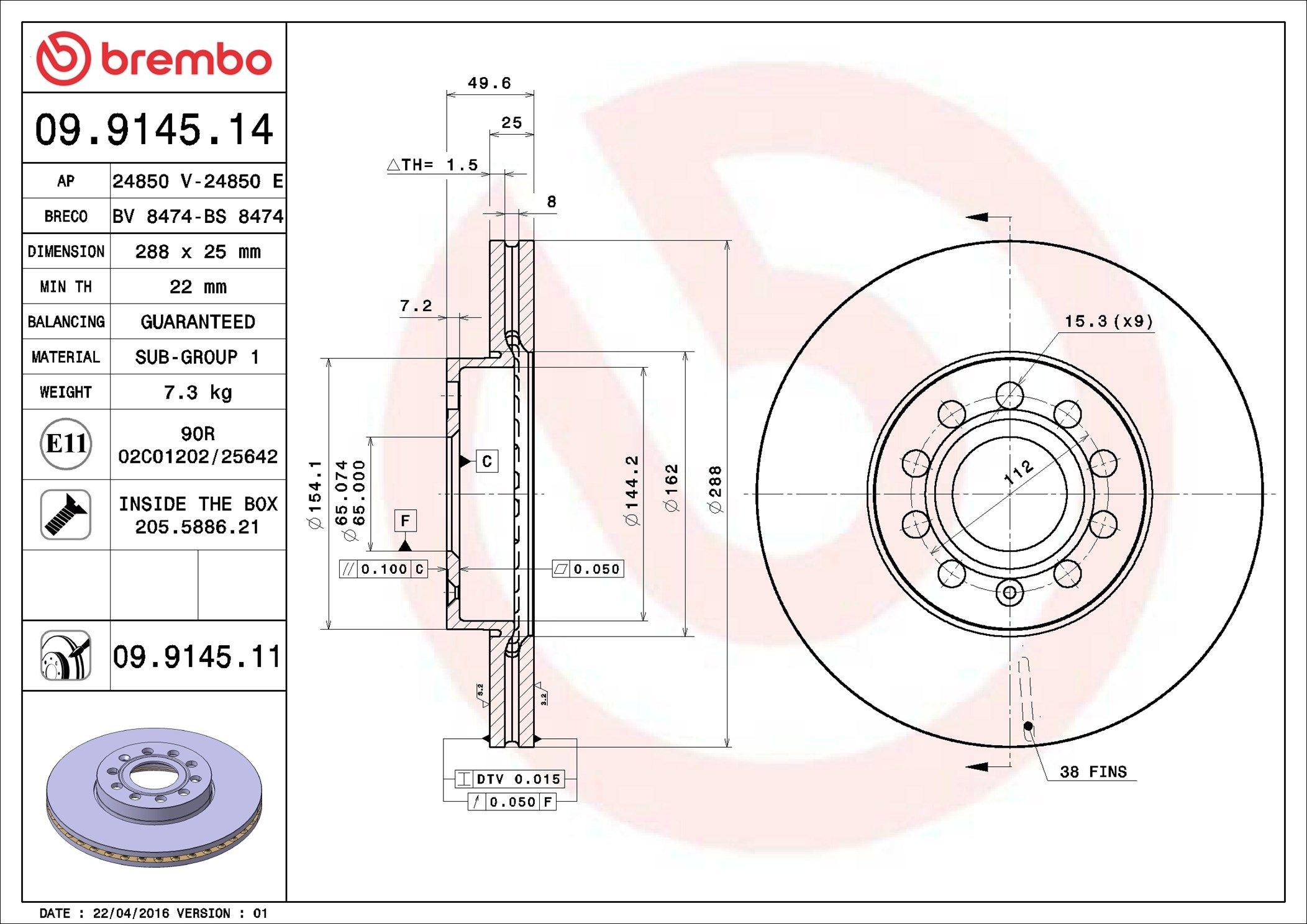 Zestaw naprawczy hamulców przednich Brembo 09914511 cena, od 48,31 USD