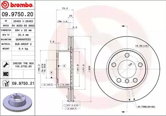 09975021 Brembo Tarcza hamulcowa przednia