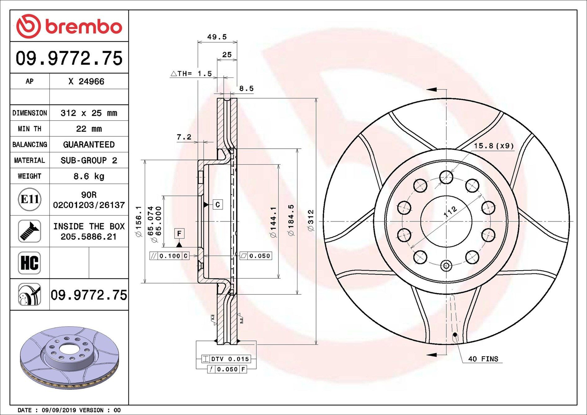  Brembo 09977275