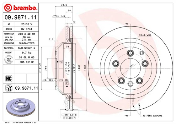 Tarcza hamulcowa tylna Brembo 09987111