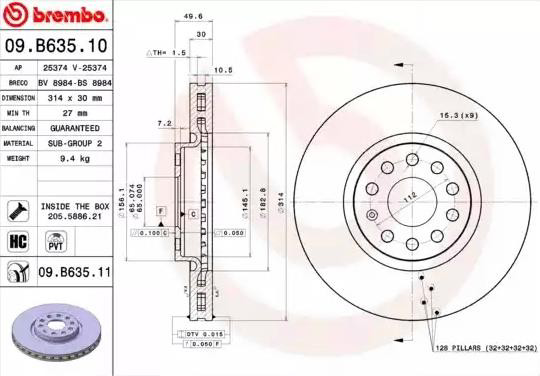 Tarcza hamulcowa przednia 09B63511 Brembo