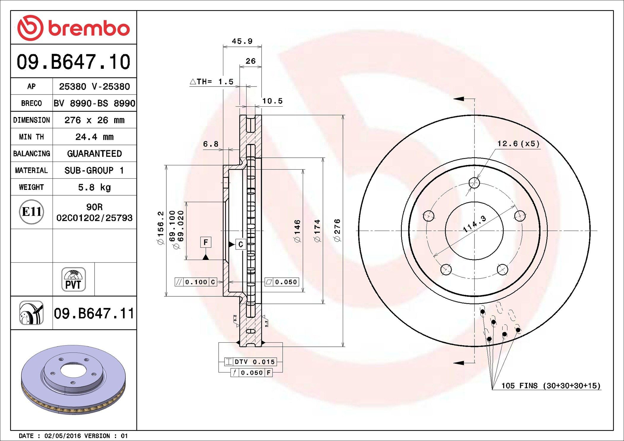 Tarcza hamulcowa przednia Brembo 09B64710 cena, od 42,71 USD