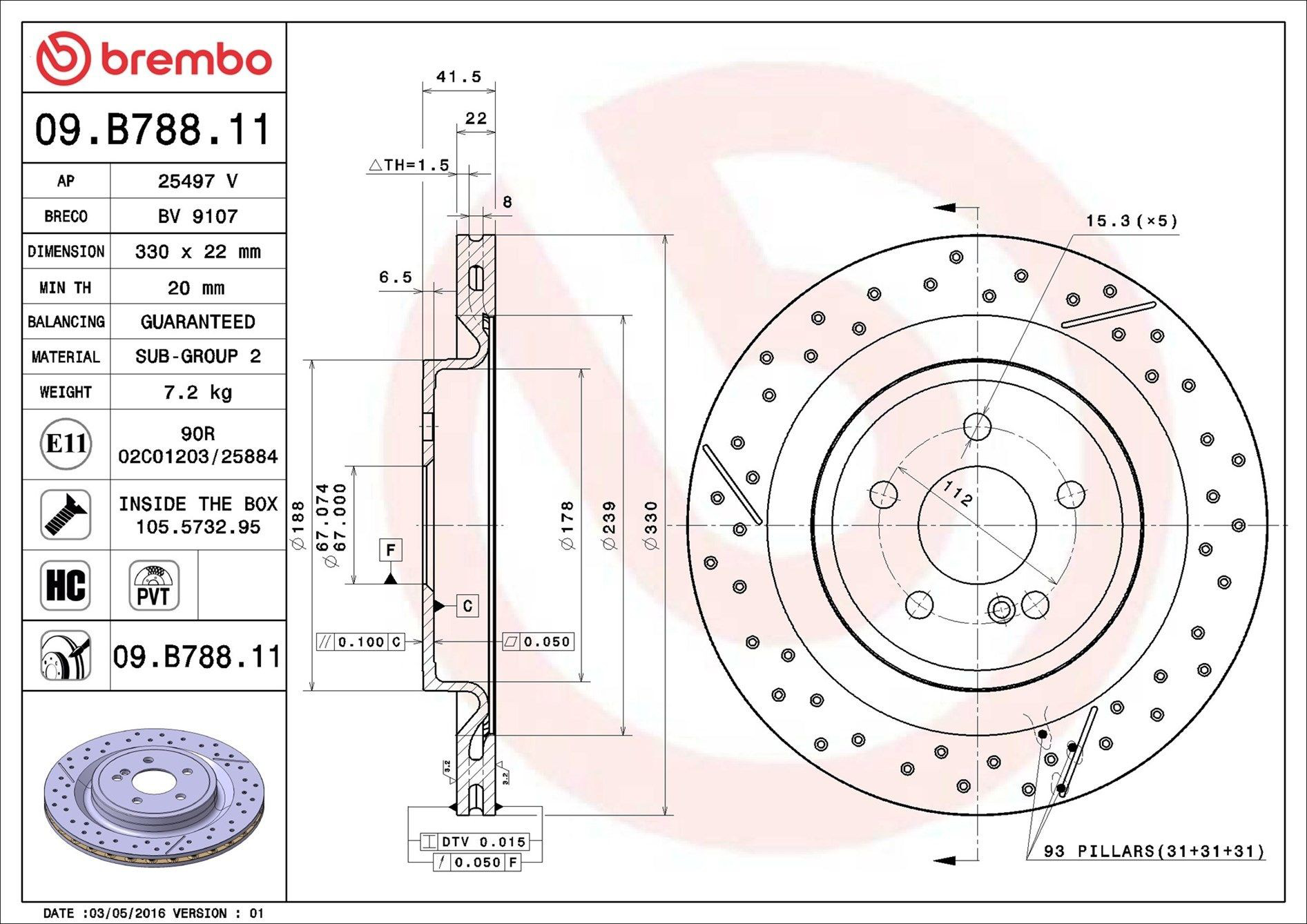 Tarcza hamulcowa tylna Brembo 09B78811 cena, od 112,84 USD