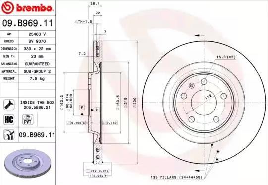 Tarcza hamulcowa tylna Brembo 09B96911