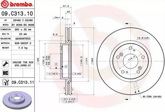 Tarcza hamulcowa przednia Brembo 09C31311