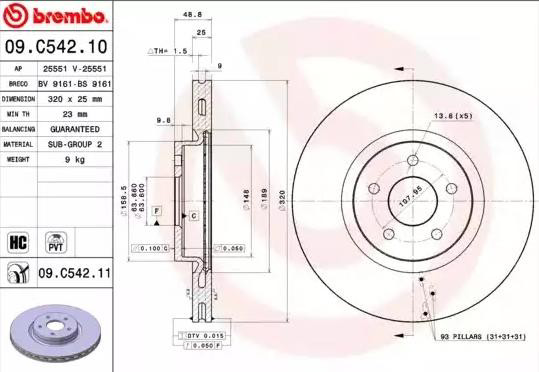 09C54211 Brembo Tarcza hamulcowa przednia
