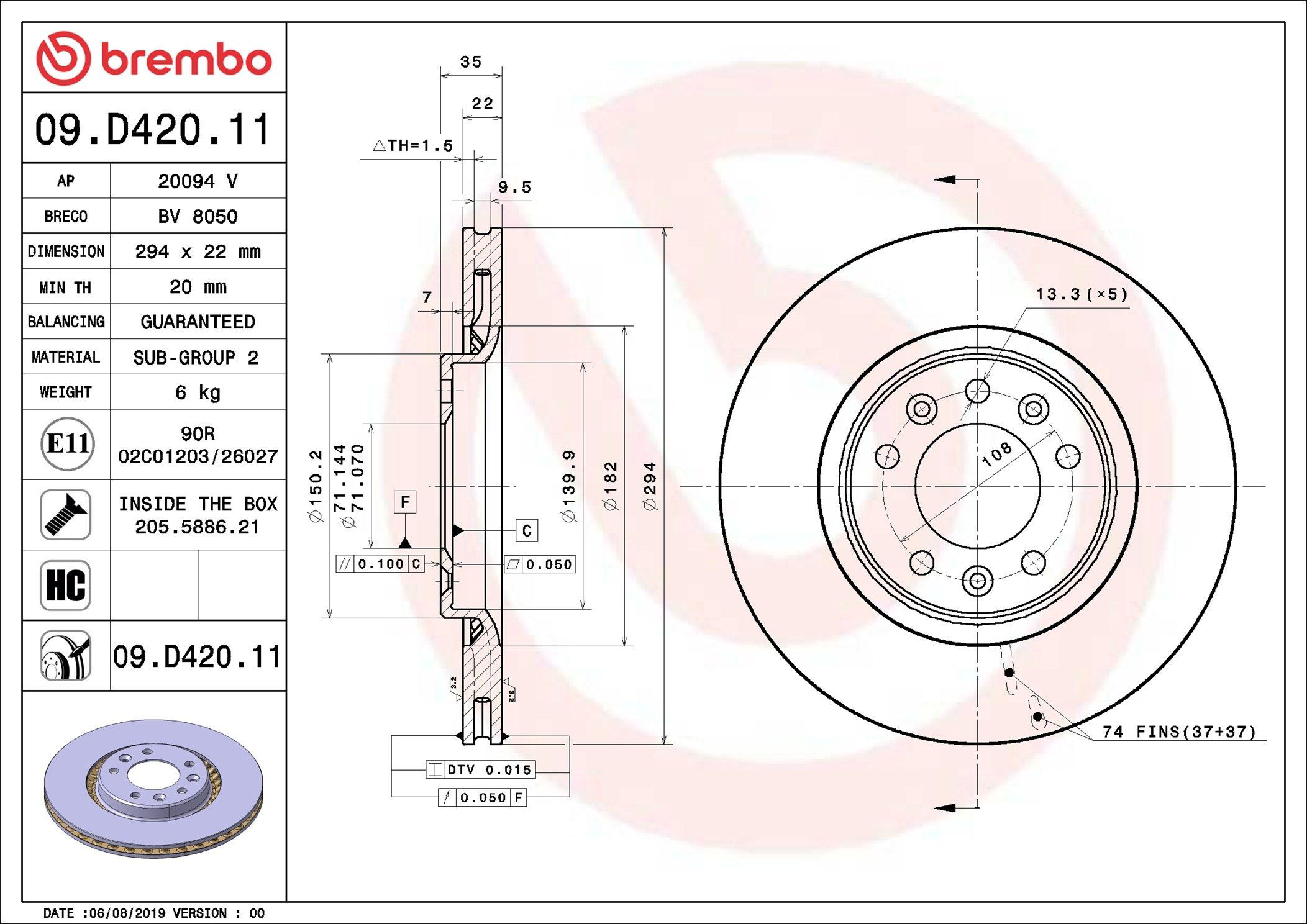 Tarcza hamulcowa tylna Brembo 09D42011 cena, od 54,63 USD
